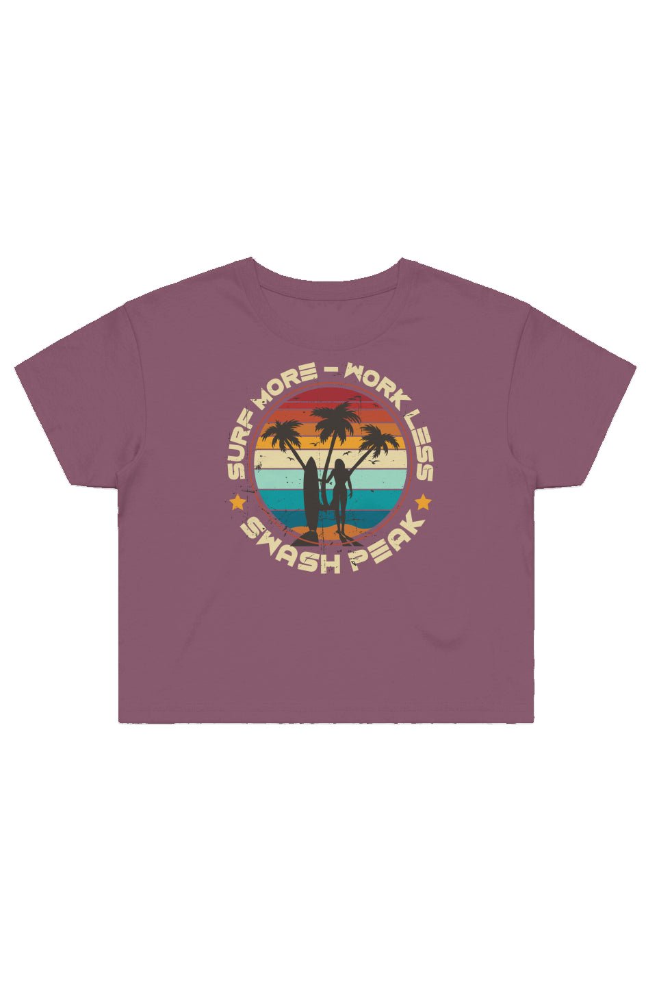 Surf More Work Less Cropped Tee - Swash Peak