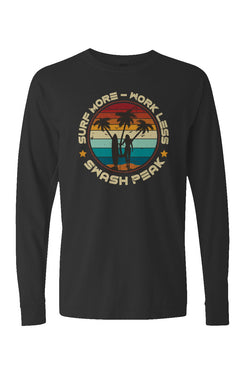 Surf More Work Less Long Sleeve Unisex Tee - Swash Peak
