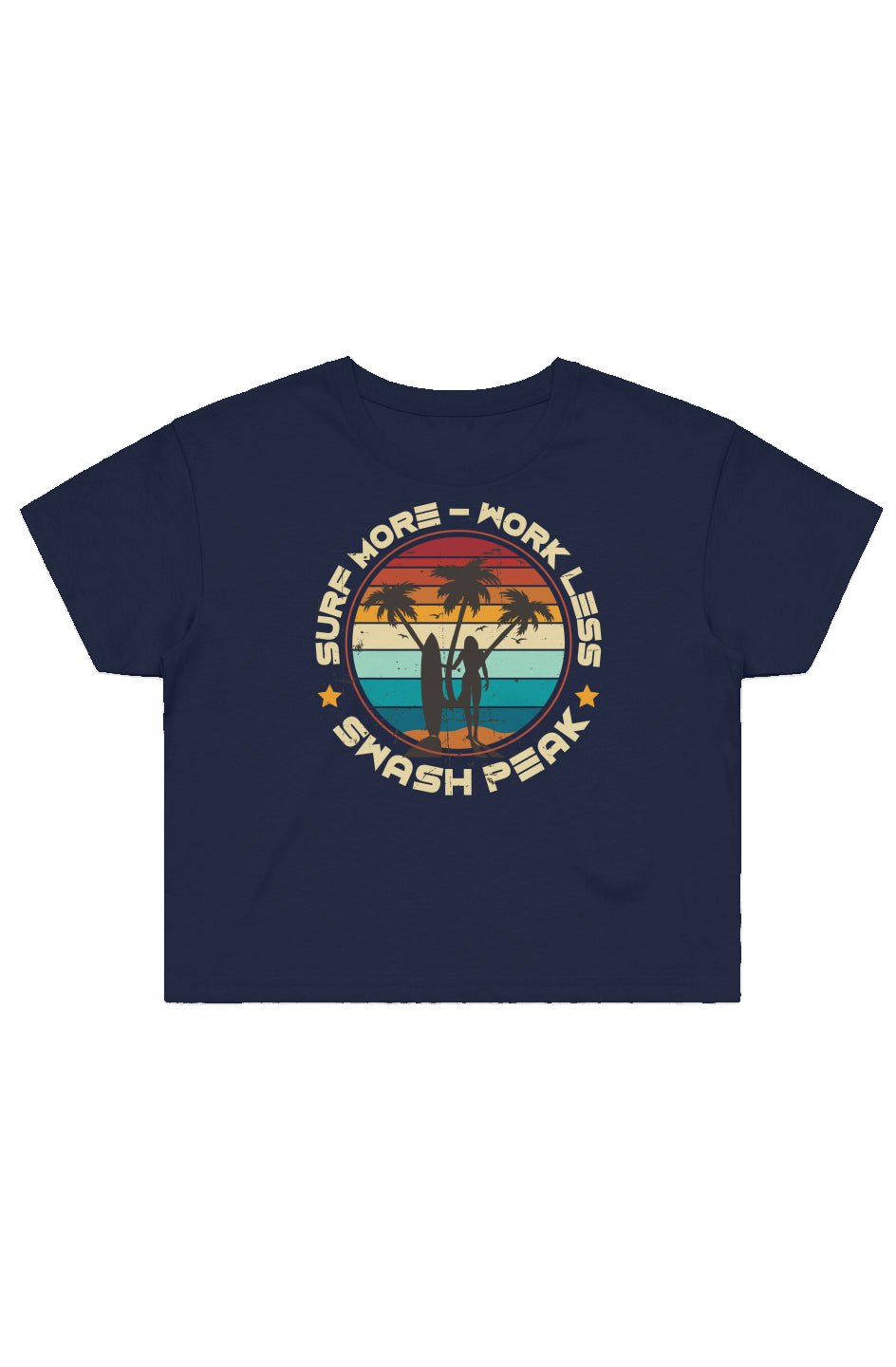 Surf More Work Less Cropped Tee - Swash Peak