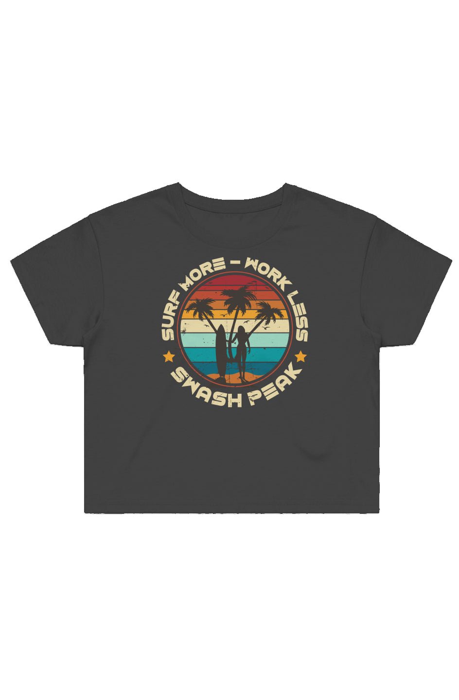 Surf More Work Less Cropped Tee - Swash Peak